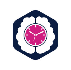 Wall Mural - Brain time vector logo template. This design use clock symbol. Time Brain Icon Logo Design Element