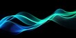 © Not Just a Picture - abstract light lines wavy flowing dynamic in blue green colors isolated on black background for concept of AI technology, digital, communication, 5G, science, Generative AI