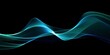 abstract light lines wavy flowing dynamic in blue green colors isolated on black background for concept of AI technology, digital, communication, 5G, science, Generative AI