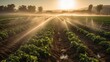 A smart irrigation system saving water and improving AI generated illustration