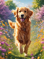 Wall Mural - golden retriever in the park