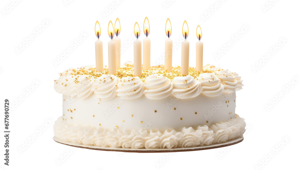 white birthday cake with candle isolated on transparent background ...