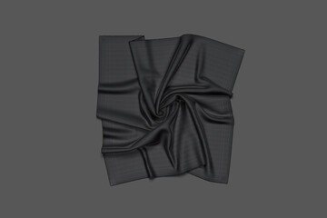 Wall Mural - Blank black twill silk twisted scarf mockup,