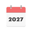 2027年のカレンダーの表紙のアイコン - リングのついた暦やプランナーのイメージ素材
