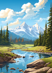 Wall Mural - Rocky Mountains on a sunny day