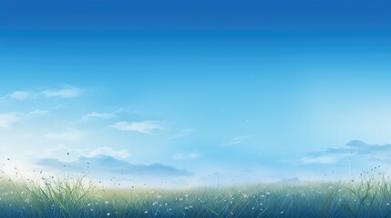 Wall Mural - beautiful grass blue morning rural illustration environment outdoor, view background, travel suncountryside beautiful grass blue morning rural