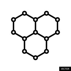 Wall Mural - Graphene, molecule, molecular structure, atomic carbon structure vector icon in line style design for website, app, UI, isolated on white background. Editable stroke. Vector illustration.
