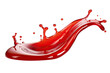 Red berry Jam splash with little bubbles fruit syrup isolated on transparent background, Fruity strawberry sauce, liquid fluid element flowing, red juice swirl.