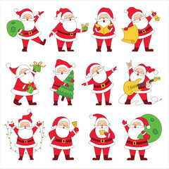 Wall Mural - Set of Santa Claus characters. Santa Claus in different poses. Elements for Christmas cards and banners.