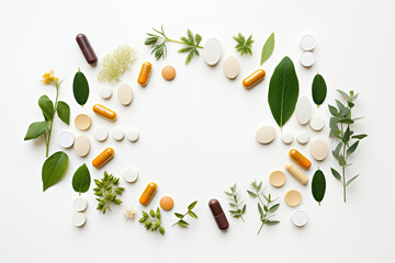 Wall Mural - pills made of herbs and flowers