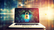 Locked Laptop: Ensuring Data Security,Padlock on Screen: Cybersecurity Concept,AI Generative 