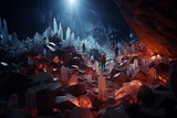 Fototapeta  - cavers in a cave with huge crystals