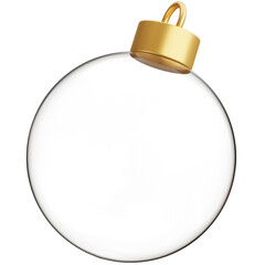 3d render of golden glass ball with christmas season.