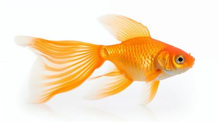 Vibrant Comet Goldfish Isolated on White Background