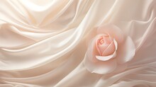  A Close Up Of A Pink Rose On A White Satin Background With A Pink Rose In The Center Of The Image And A Pink Rose In The Middle Of The Image.  Generative Ai