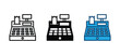 Cash register icon in thin line and flat style. Cashier icon symbol. Vector illustration