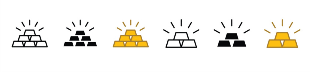 Gold icon. Gold bar, jewelry, treasure with sparkle. Vector illustration