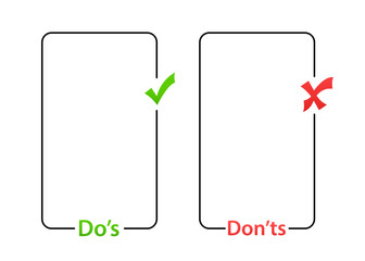 Poster - Check Marks UI/UX Flat Design Do’s and Dont’s Icon. Modern Red and Green Checkmark Logotype Graphic Design Isolated on White. Performance Review. Vector illustration