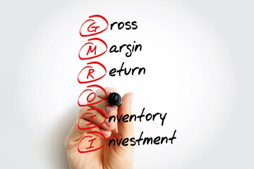 GMROII - Gross Margin Return on Inventory Investment acronym with marker, business concept background