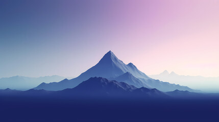 Simple background, single mountain peak under gradient sky abstract poster web page PPT background, digital technology background