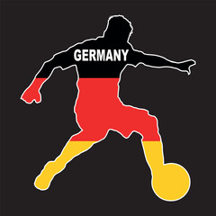 Canvas Print - German Footballer Silhouette With Germany Flag