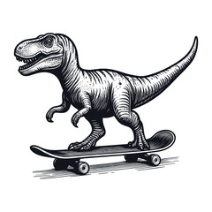 Wall Mural - dinosaur on a skateboard cool sketch