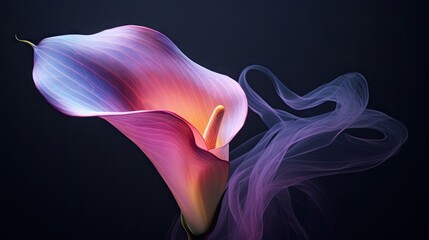 Wall Mural -  a close up of a flower with smoke coming out of the middle of the flower and on the side of the flower is a pink and white flower with a yellow center.  generative ai