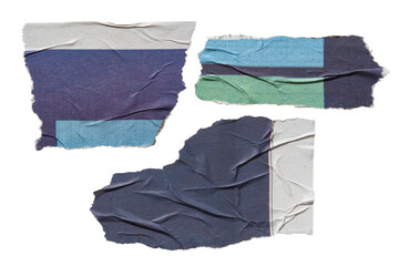 torn newspaper with blue graphic