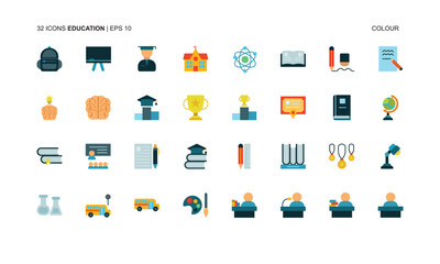 vector illustration of a colorful icon pack isolated on a white background.