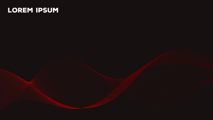 Wall Mural - Abstract vector blue and red wave line flowing isolated on dark background