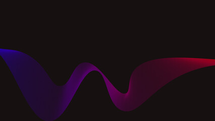 Wall Mural - Abstract vector blue and red wave line flowing isolated on dark background