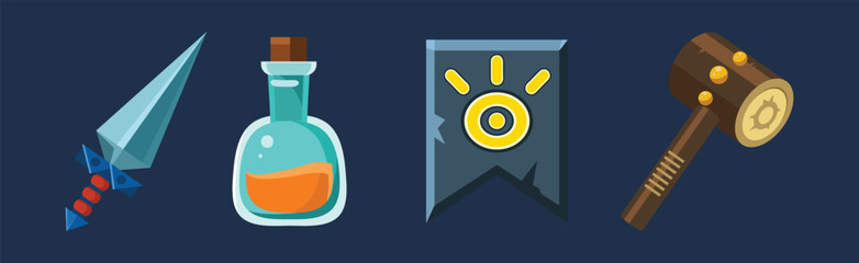 Poster - Fantasy Weapon as Game Asset and Icon Vector Set