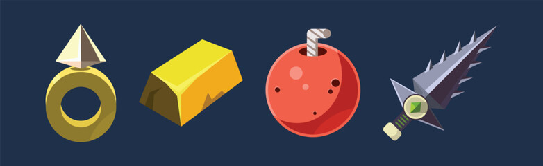 Poster - Fantasy Weapon as Game Asset and Icon Vector Set
