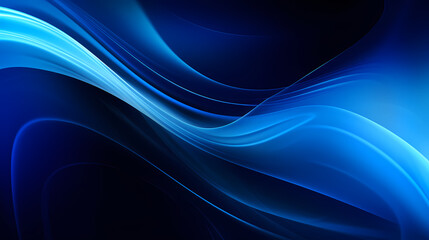 Wall Mural - Abstract blue swirl poster web page PPT background on dark blue background, digital technology background 