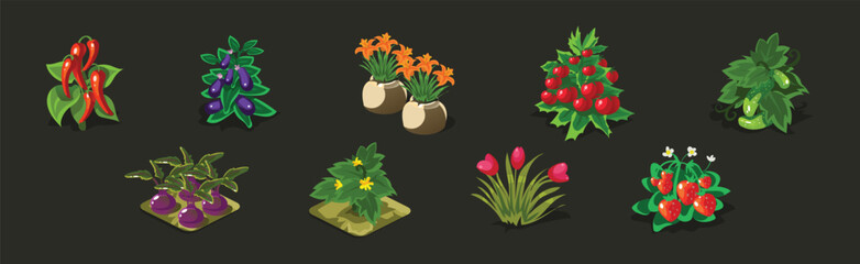 Sticker - Game Planting and Garden Object and Element Vector Set