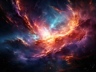 Wall Mural - Abstract background resembling a cosmic explosion, with swirling dust clouds. Generative ai