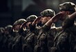 American soldiers are making a salute gesture