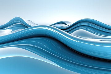Poster - Curved lines dominate with a light blue background that is technological in nature.