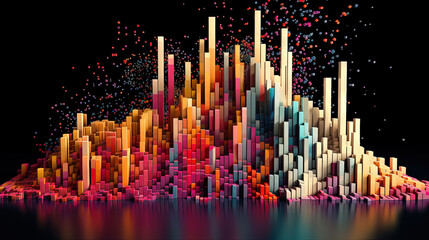 Aufkleber - Business data graph concept with market data clusters and particles. Digital sorting and management concept for business and finance.
