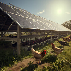 Wall Mural - Solar panels on a farm.