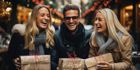 Wall Mural - Personen auf dem Weihnachtsmarkt