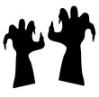 Halloween hand silhouette. zombie hand vector. Creepy zombie crooked lambs stick out of graveyard ground set vector illustration. Elements for halloween posters and design