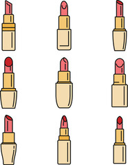Poster - Luxury lipstick icons set. Outline set of luxury lipstick vector icons thin line color flat on white