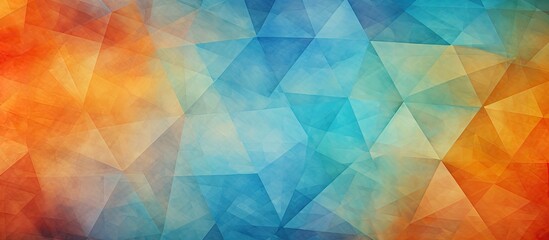 Wall Mural - The abstract background pattern on the isolated paper showcases a mesmerizing blend of blue green and orange geometric shapes forming a diamond like texture while the play of light adds dept