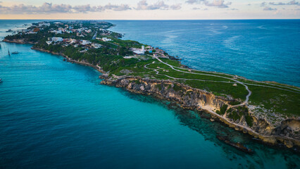 Wall Mural - Aerial view of riviera Maya Isla de le mujeres in Cancun Mexico travel resort beach town 