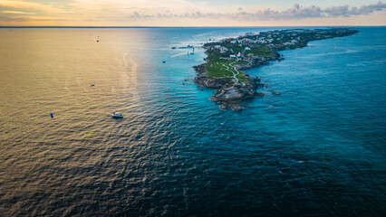 Wall Mural - Drone above Isla mujeres Mexico travel holiday destination riviera Maya cancun aerial 