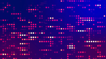 Poster - Creative background animation made of squares. Technology background with glowing geometric square particles, grid. Luminous multi-colored small squares. Small square simple blocks of computer mosaic
