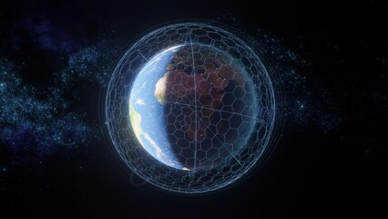 Wall Mural - communication technology for internet business. global world network and telecommunication on earth