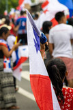 Fototapeta Desenie - young girl with the panama flag