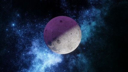 Wall Mural - moon phase. half of moon close up